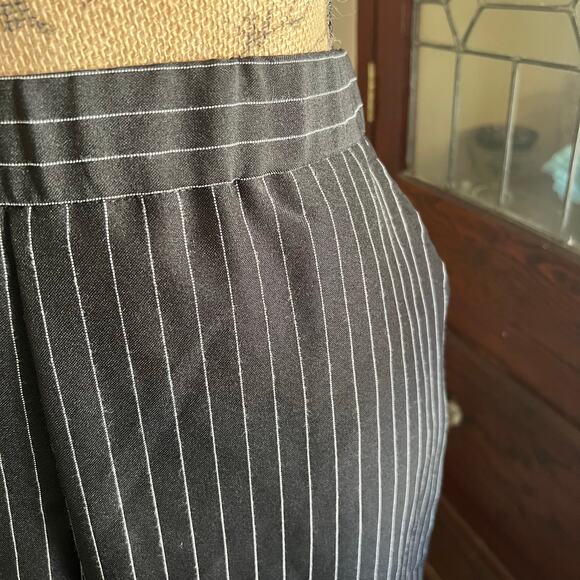 90s Y2K Vintage Roamans Black White Pinstripe Wide Leg Pants 10WP Soft Power - Picture 16 of 17